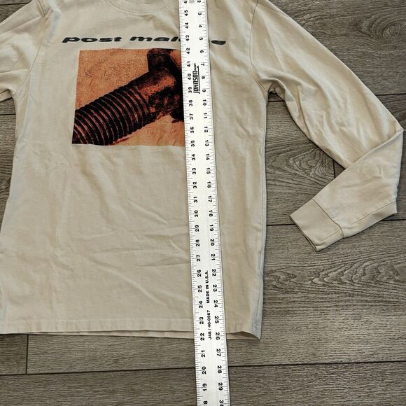Post Malone Shirt Mens Small Posty Co. H&M Band Tshirt Music Tan Beige - Picture 5 of 7